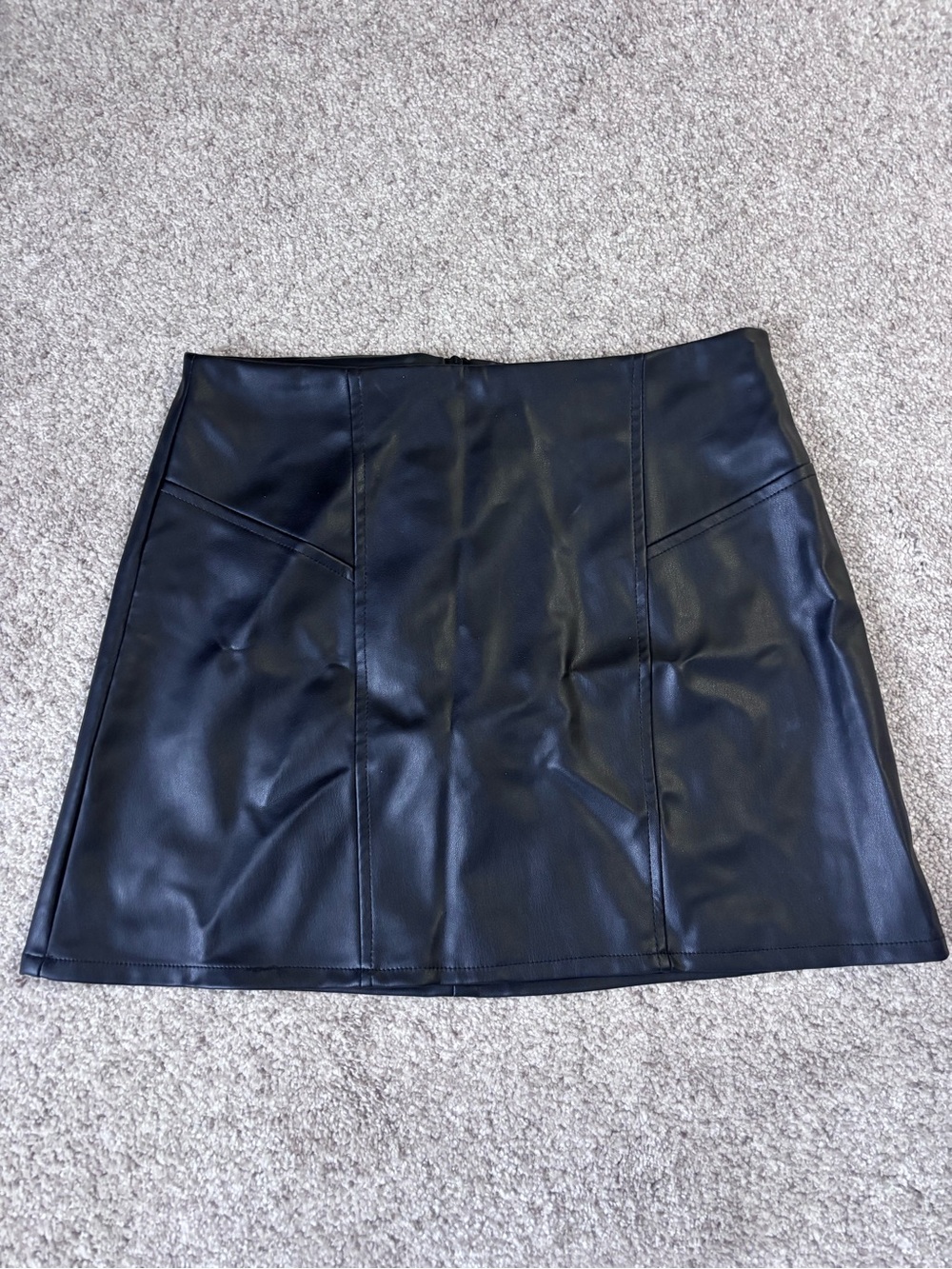 Primark Black Faux Leather Mini Skirt with Panel Detailing
